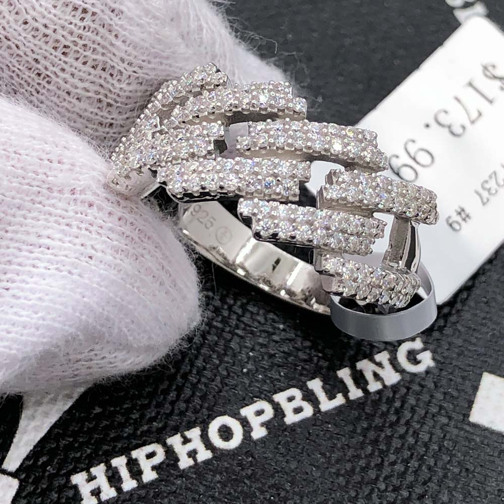 Cuban Link Iced Out VVS Moissanite Ring .925 Sterling Silver 7 HipHopBling