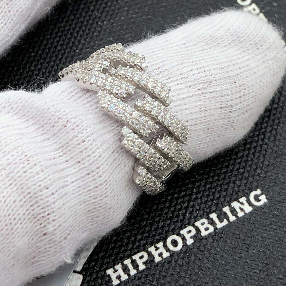Cuban Link Iced Out VVS Moissanite Ring .925 Sterling Silver HipHopBling
