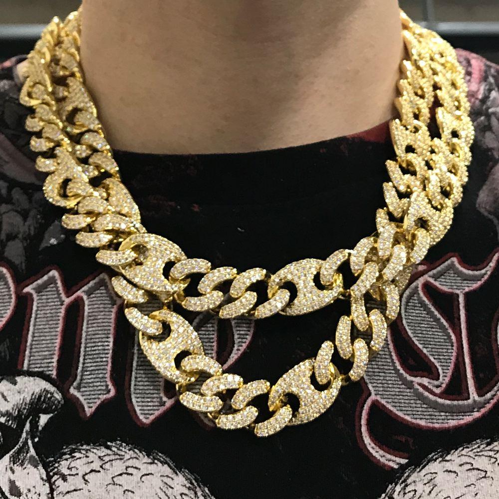 Cuban Mariner Link CZ Bling Bling Chain Yellow Gold 20" HipHopBling