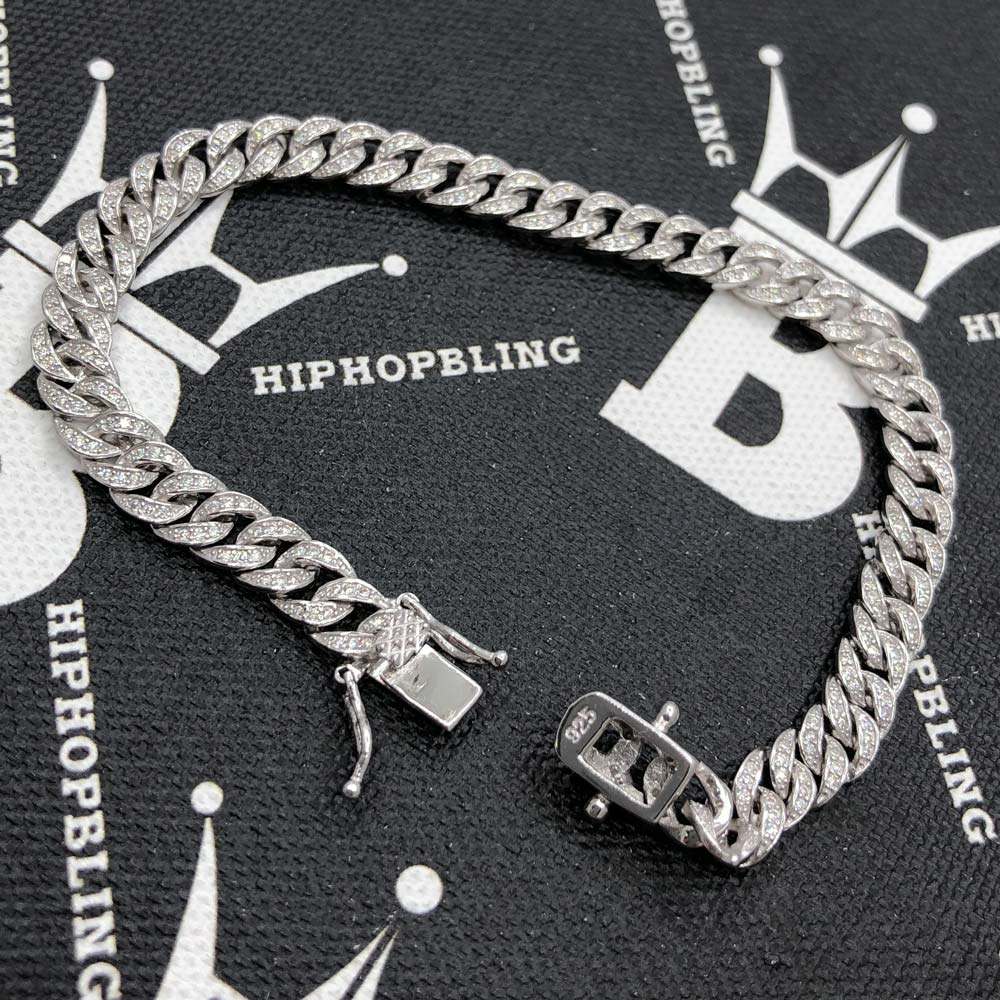 Cuban Moissanite Bracelet 6MM Iced Out .925 Sterling Silver 8" Bracelet HipHopBling