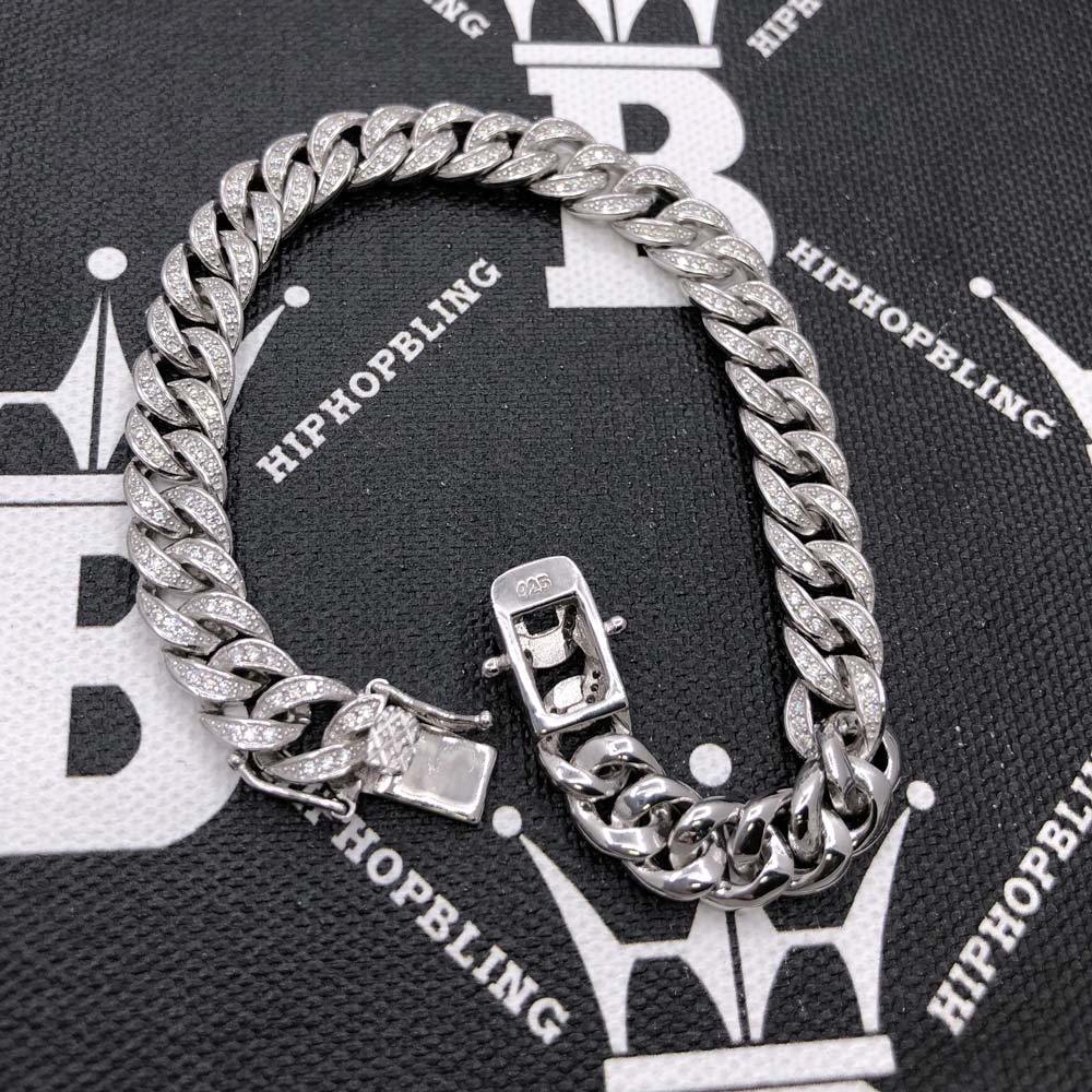 Cuban Moissanite Bracelet 8MM Iced Out .925 Sterling Silver 8" Bracelet HipHopBling