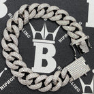 Cuban Moissanite Bracelet Iced Out Lock 15MM .925 Sterling Silver 8" Bracelet HipHopBling