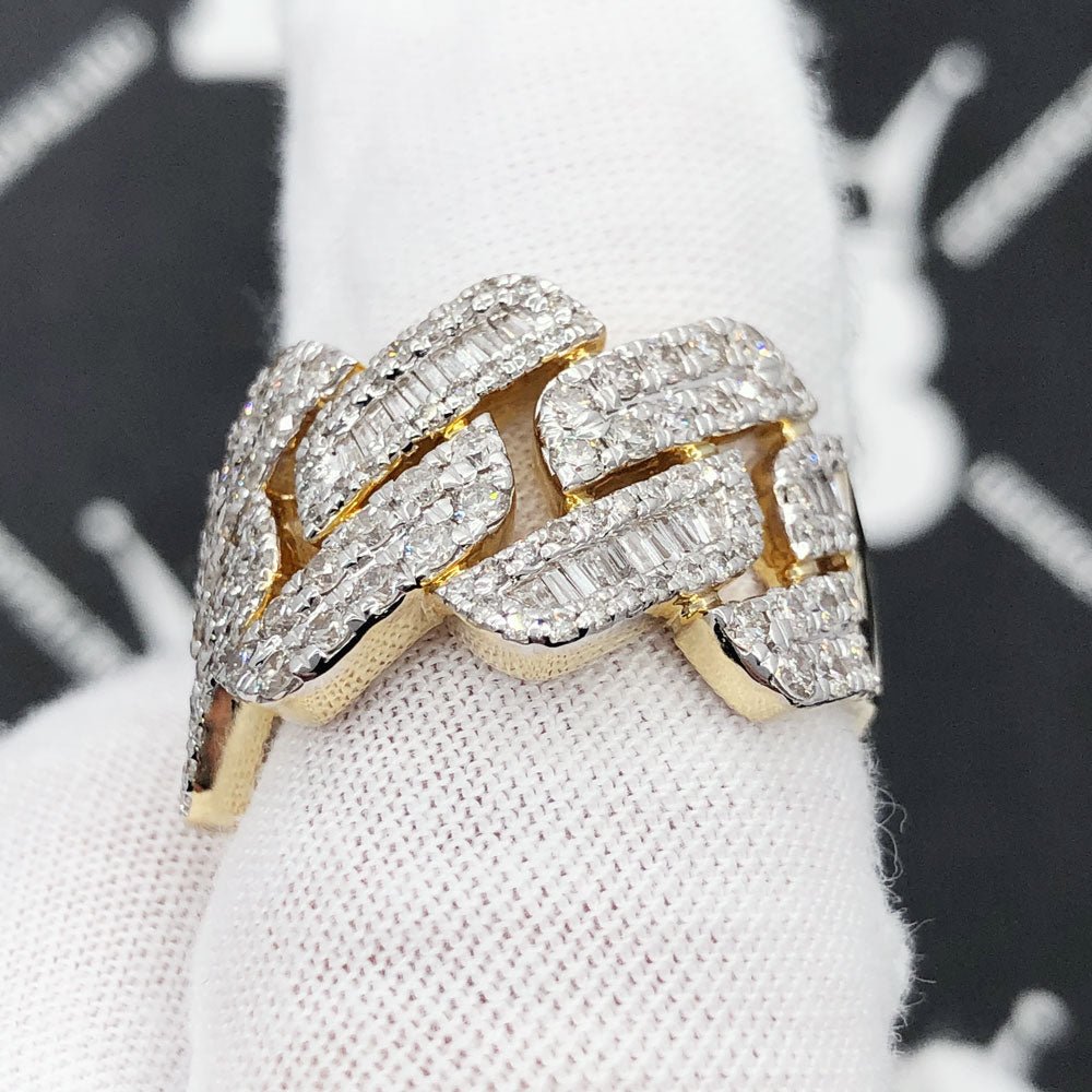 Cuban Sharp Edge 1.85cttw Baguette Diamond Ring 10K Yellow Gold HipHopBling