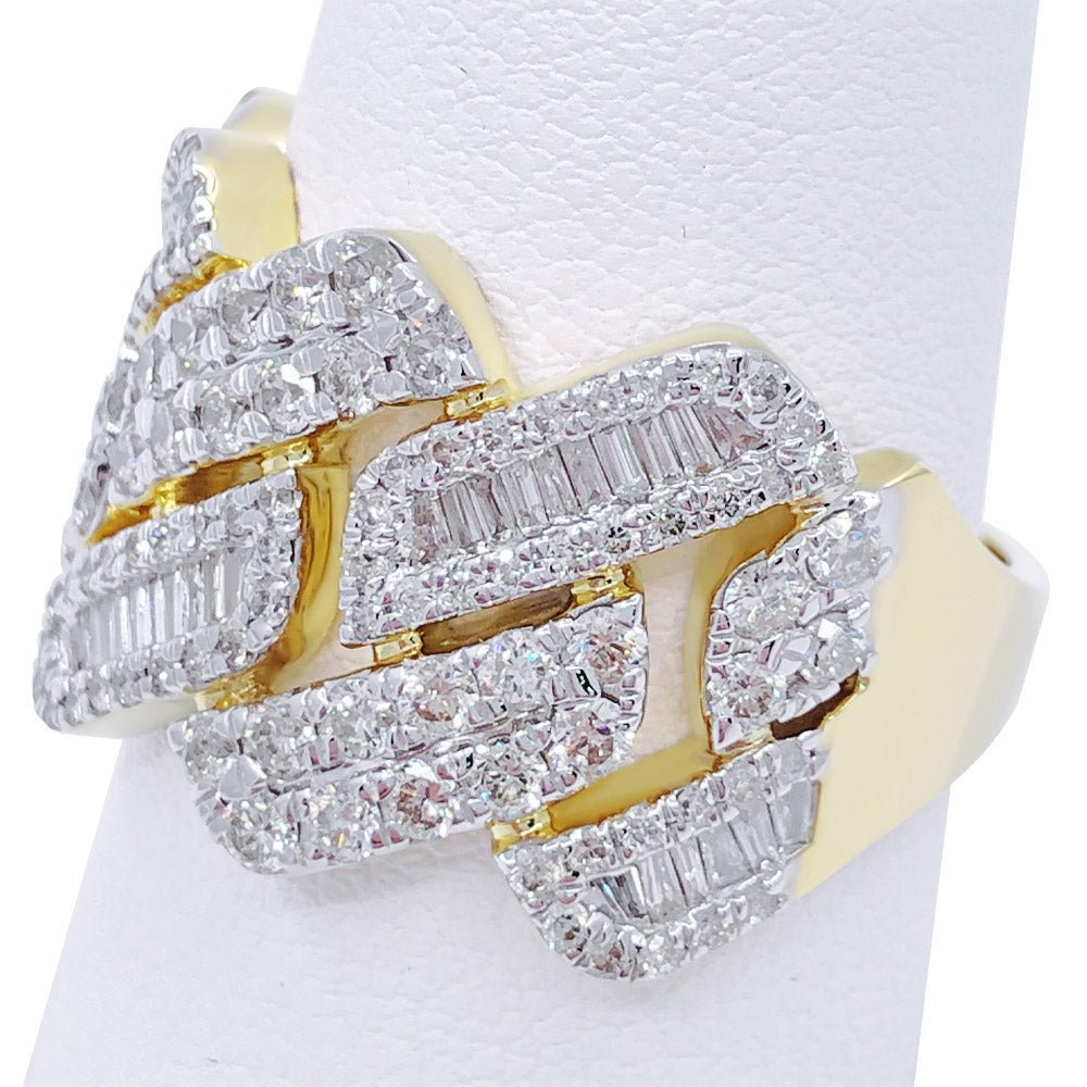 Cuban Sharp Edge 1.85cttw Baguette Diamond Ring 10K Yellow Gold HipHopBling
