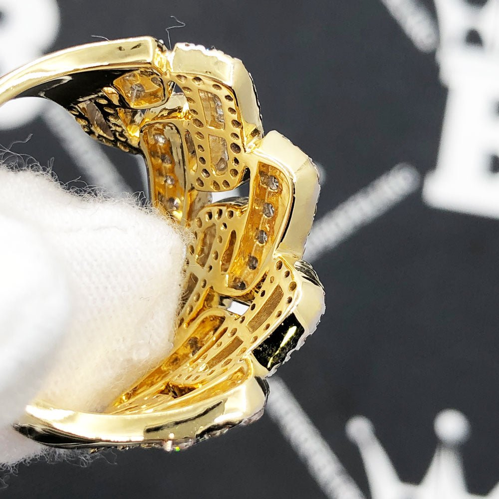 Cuban Sharp Edge 1.85cttw Baguette Diamond Ring 10K Yellow Gold HipHopBling