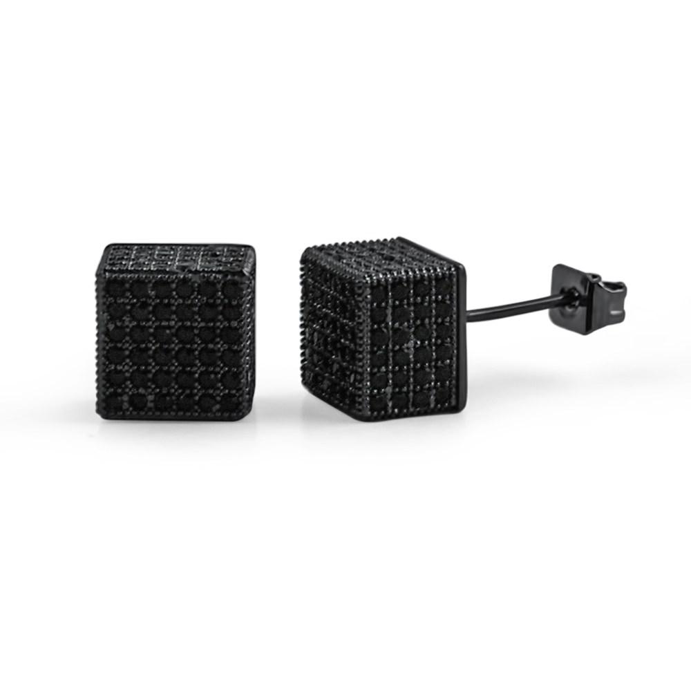 Cube Black CZ Hip Hop Bling Bling Earrings HipHopBling