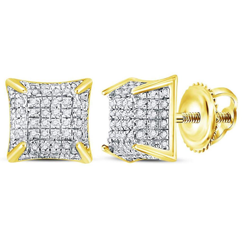 Cube Micro Pave Diamond Earrings .33cttw 10K Yellow Gold HipHopBling