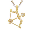 Cupids Bow and Arrow Hip Hop Bling Bling Pendant Yellow Gold HipHopBling