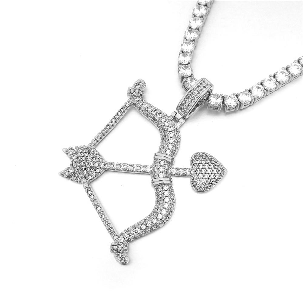 Cupids Bow and Arrow Hip Hop Bling Bling Pendant Yellow Gold HipHopBling