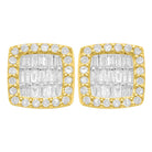 Cushion Baguette Diamond Earrings .35cttw 10K Yellow Gold HipHopBling