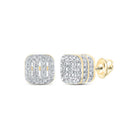 Cushion Bars Double 3D Diamond Earrings .33cttw 10K Yellow Gold HipHopBling