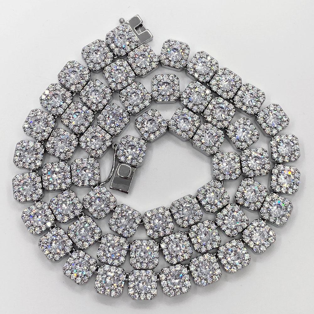 Cushion Cluster Bling Bling CZ Iced Out Chain Yellow Gold 18" HipHopBling