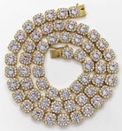Cushion Cluster Bling Bling CZ Iced Out Chain Yellow Gold 18" HipHopBling