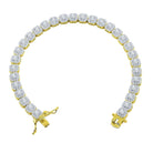 Cushion Cluster CZ Iced Out Bracelet .925 Sterling Silver Yellow Gold HipHopBling