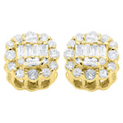 Cushion Cluster Diamond Earrings .37cttw 10K Yellow Gold HipHopBling