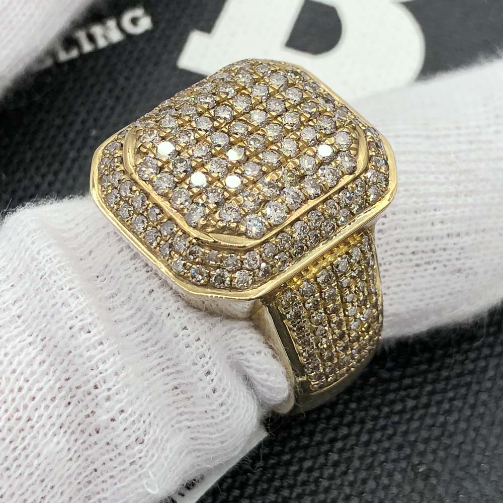 Cushion Cocktail Diamond Ring 2.85cttw 10K Yellow Gold HipHopBling