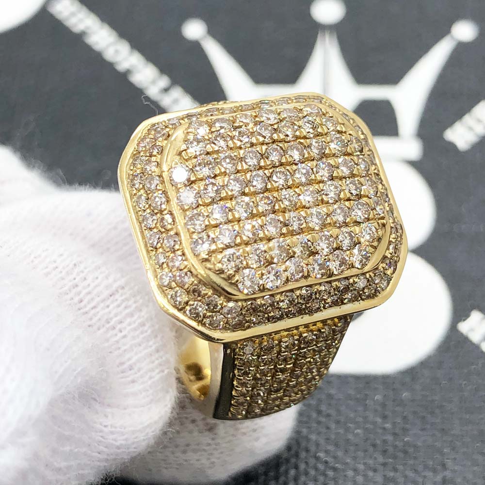 Cushion Cocktail Diamond Ring 2.85cttw 10K Yellow Gold HipHopBling