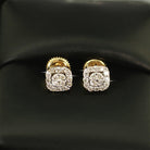 Cushion Halo Cluster Diamond Earrings .34cttw 10K Yellow Gold HipHopBling