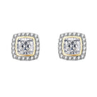 Cushion Pave Border VVS Moissanite Earrings .925 Sterling Silver White Gold HipHopBling