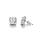 Cushion Pave Border VVS Moissanite Earrings .925 Sterling Silver White Gold HipHopBling