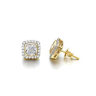 Cushion Pave Border VVS Moissanite Earrings .925 Sterling Silver White Gold HipHopBling