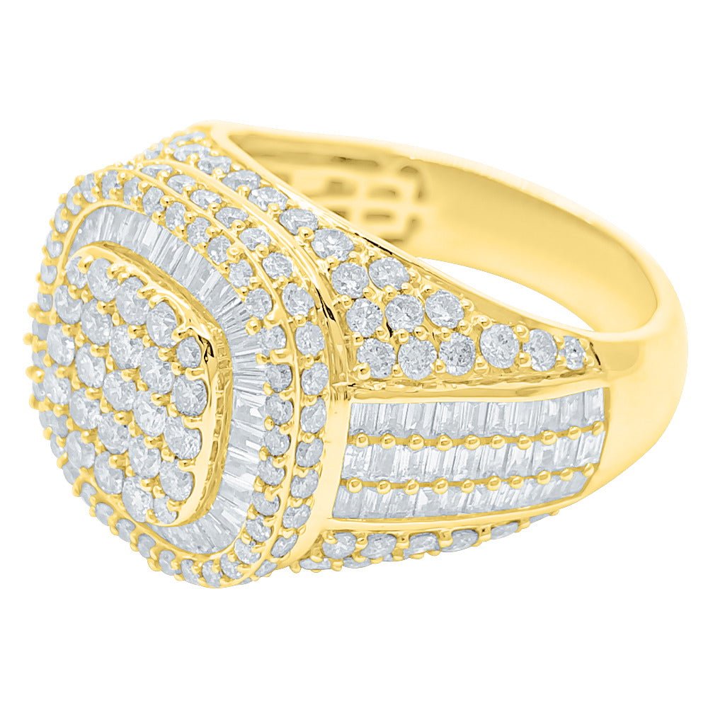 Cushion Top Baguette Diamond Ring 3.35cttw 10K Gold 10K Yellow Gold HipHopBling
