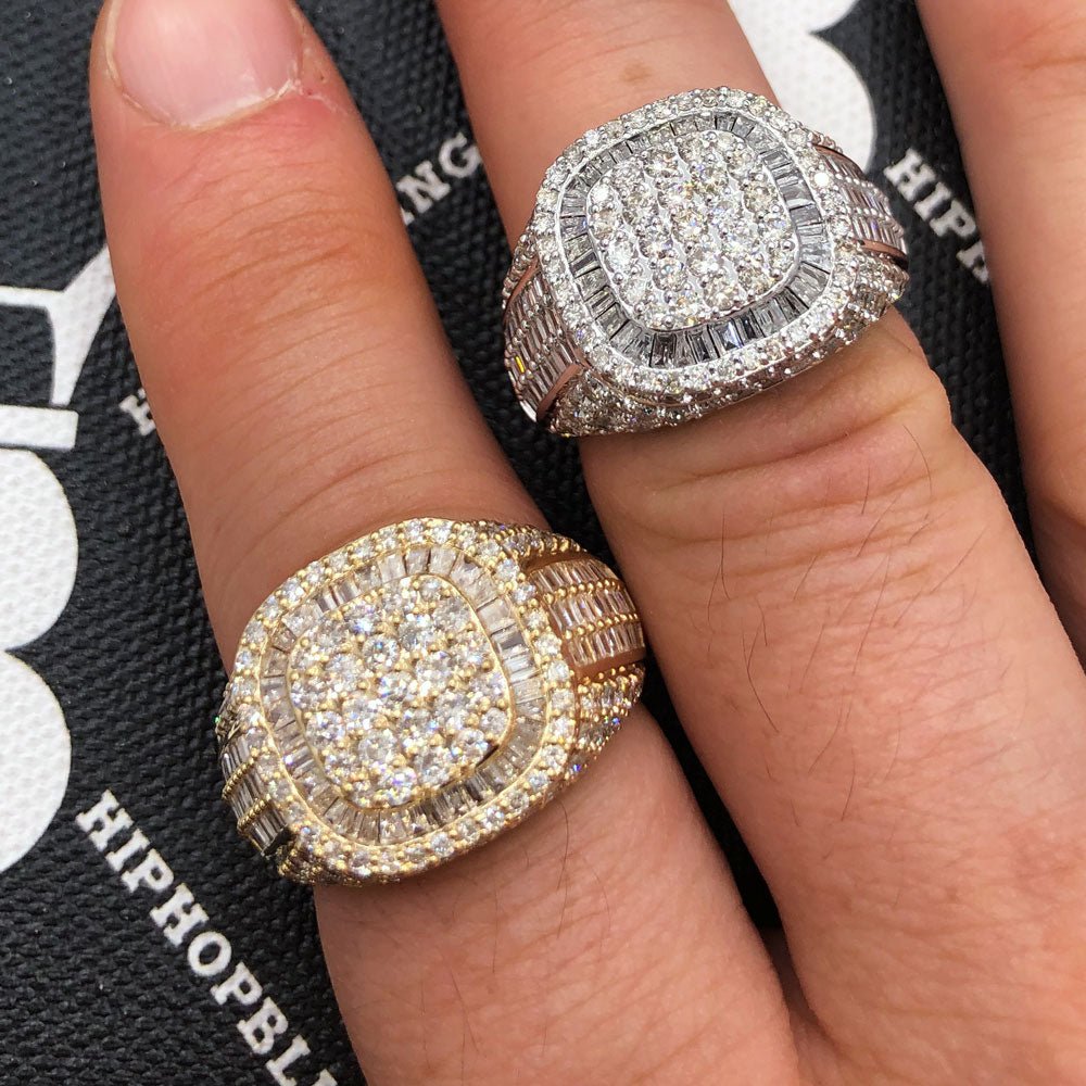 Cushion Top Baguette Diamond Ring 3.35cttw 10K Gold 10K Yellow Gold HipHopBling