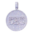 Custom 3 Baguette Letter Round VVS Moissanite Pendant 14K White Gold 2.5" Diameter HipHopBling