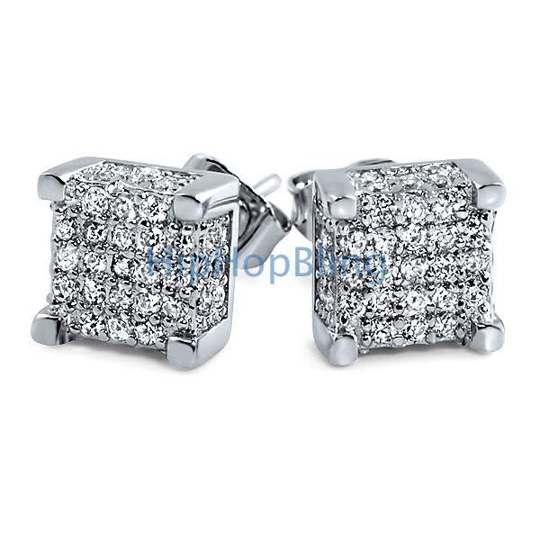 Custom 3D Cube CZ Micro Pave Bling Bling Earrings HipHopBling