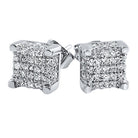Custom 3D Cube VVS Moissanite Earrings .925 Sterling Silver White Gold HipHopBling
