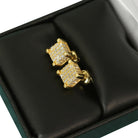 Custom 3D Cube VVS Moissanite Earrings .925 Sterling Silver Yellow Gold HipHopBling