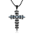 Custom Baguette Cross White CZ on Black HipHopBling