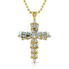 Custom Baguette Cross White CZ on Gold HipHopBling
