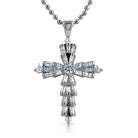 Custom Baguette Cross White CZ on Rhodium HipHopBling