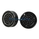 Custom Black CZ 3D Circle Bling Bling Earrings .925 Silver HipHopBling