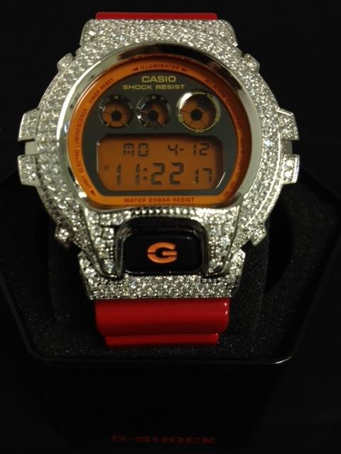 Custom Bling G Shock Red Watch DW6900 HipHopBling