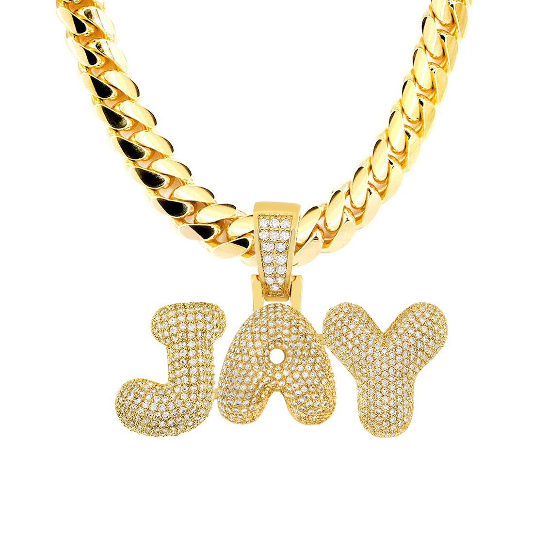 Custom Bubble Letter Name Pendant HipHopBling