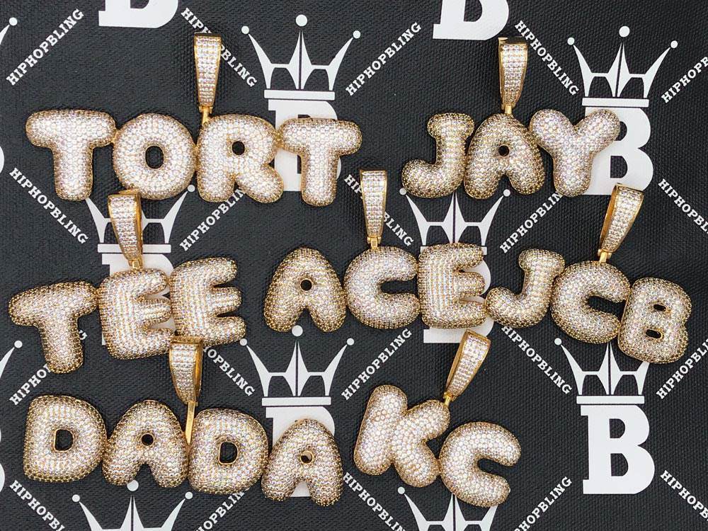 Custom Bubble Letter Name Pendant HipHopBling