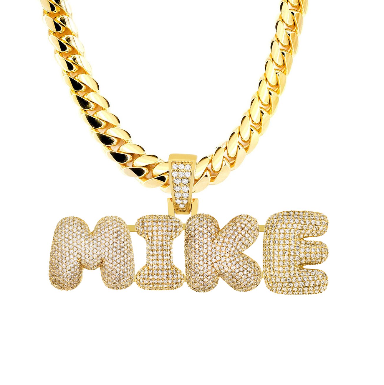 Custom Bubble Letter Name Pendant HipHopBling
