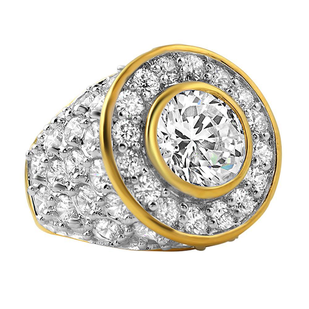 Custom Centerstone Gold CZ Bling Bling Ring 7 HipHopBling