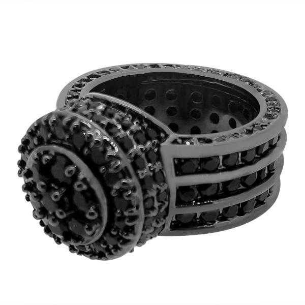 Custom Cluster Black Bling Bling Ring 7 HipHopBling