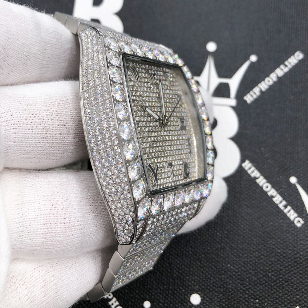 Custom Emperor CZ Micro Pave Watch | Stainless Steel 2 TONE ROSE/WHITE HipHopBling