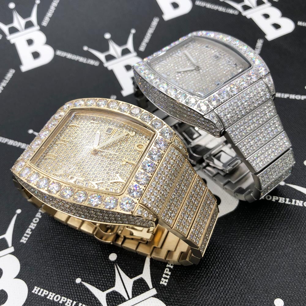 Custom Emperor CZ Micro Pave Watch | Stainless Steel 2 TONE ROSE/WHITE HipHopBling