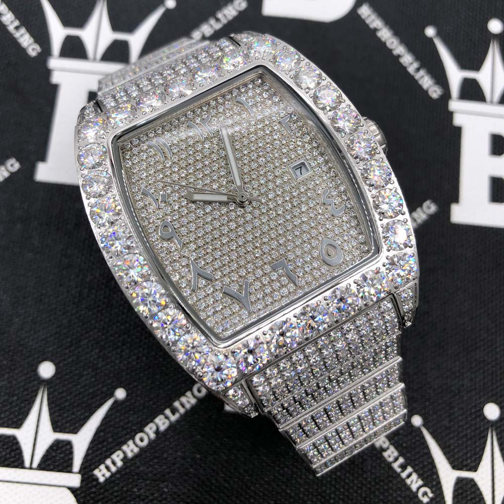 Custom Emperor VVS Moissanite Iced Out Watch White Gold HipHopBling