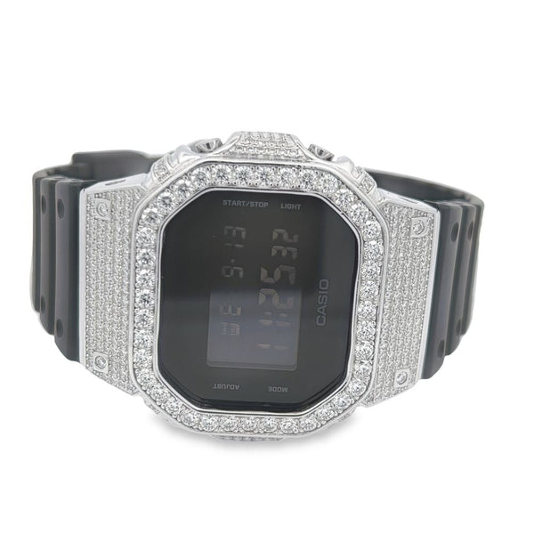 Custom G Shock DW5600 Iced Out Watch 4.50 Carat Moissanite