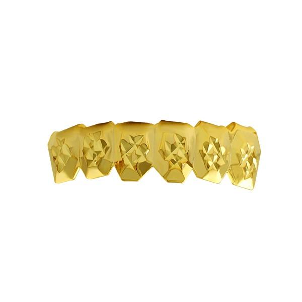 Custom Gold Grillz Diamond Cut Bottom HipHopBling