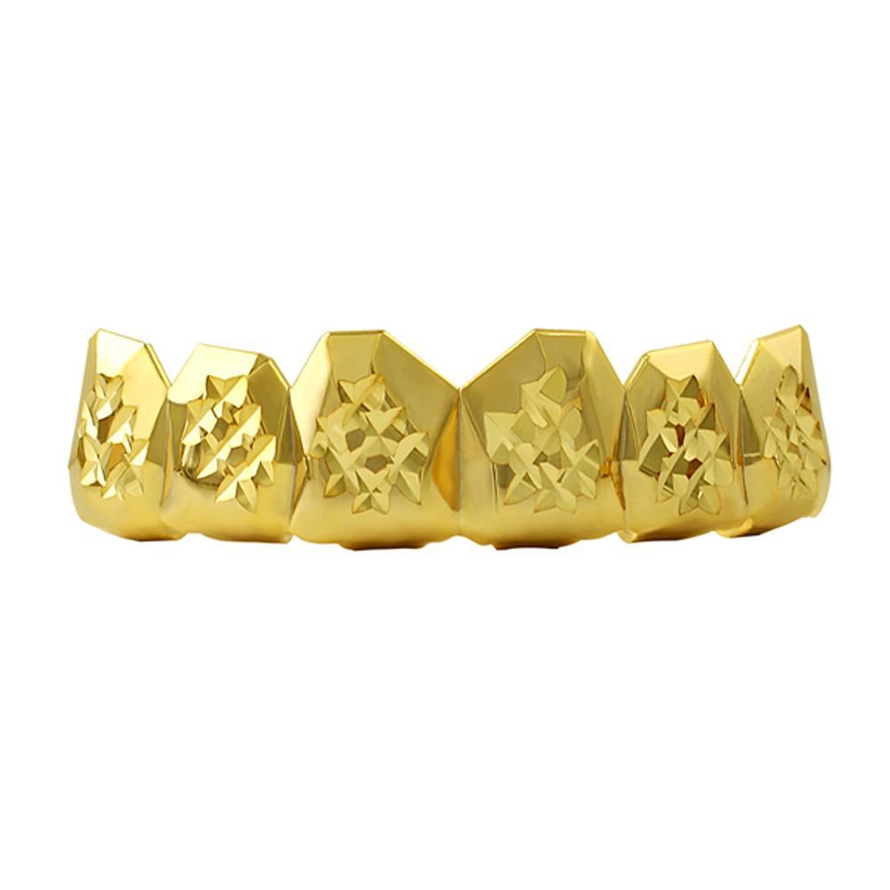 Custom Gold Grillz Diamond Cut Top HipHopBling