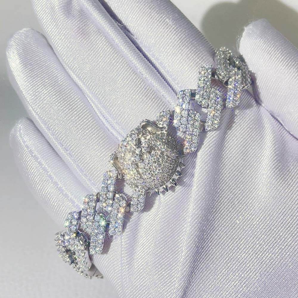 Custom Moissanite Sharp Cuban Link Iced Out Bracelet HipHopBling
