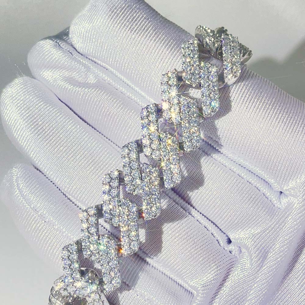 Custom Moissanite Sharp Cuban Link Iced Out Bracelet HipHopBling