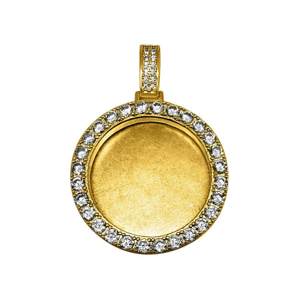Custom Picture Frame Pendant .925 Silver White Gold HipHopBling